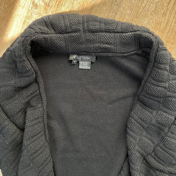 Etcetera Black Cashmere Blend Open Front Cocoon Cardigan Sweater - Picture 4 of 6